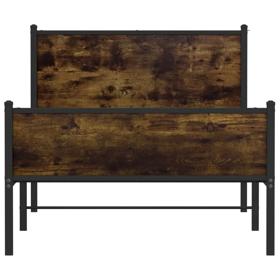 Cadre de lit en métal sans matelas chêne fumé 100x190 cm - 5