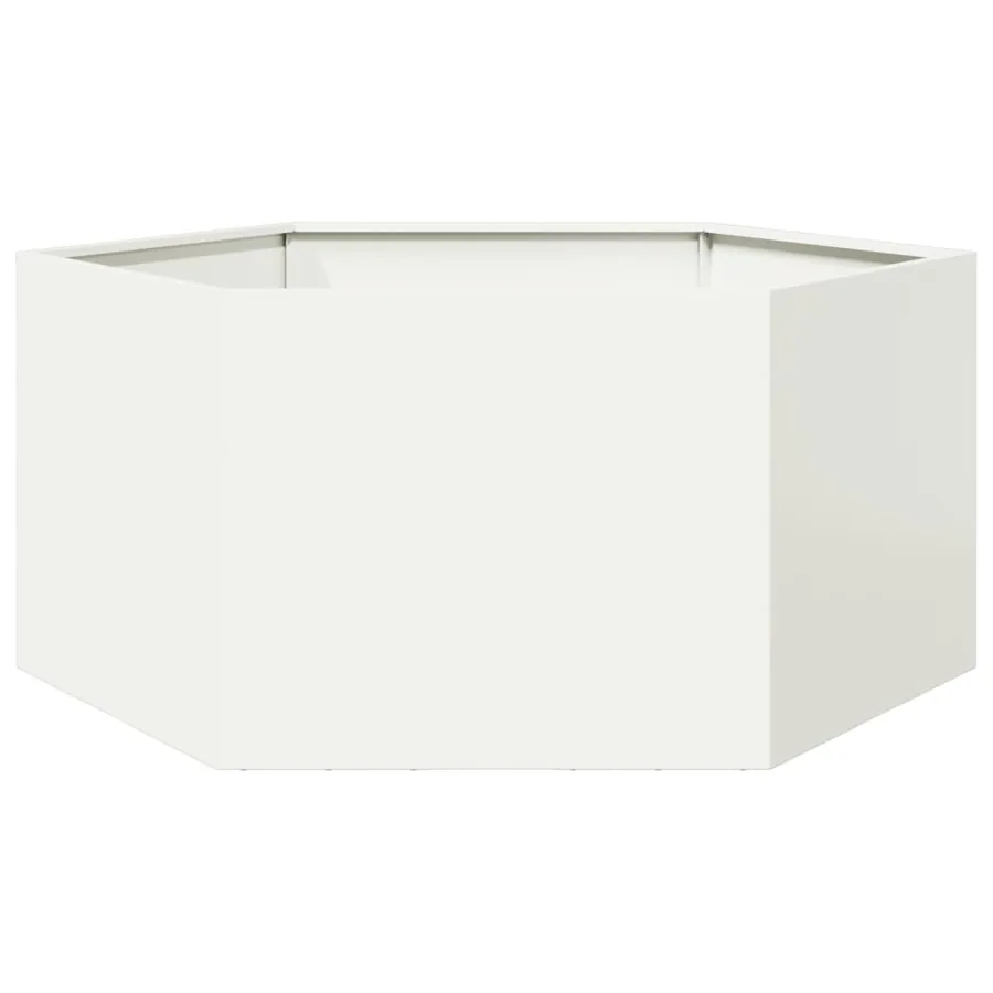 Jardinière blanc hexagone 104x90x45 cm acier