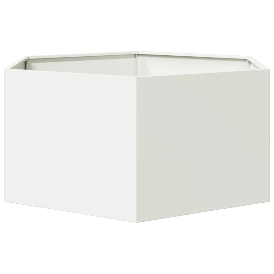 Jardinière blanc hexagone 104x90x45 cm acier - 5