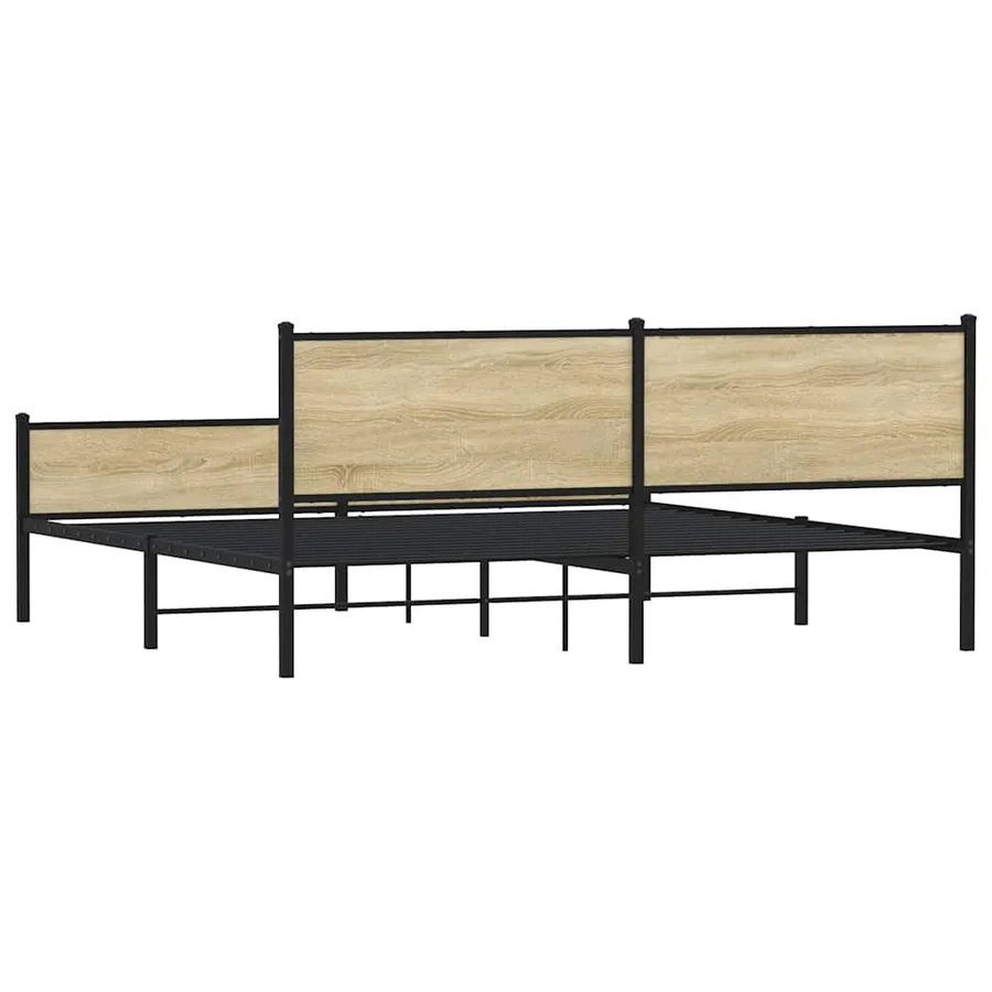 Cadre de lit en métal sans matelas chêne sonoma 200x200 cm - 7
