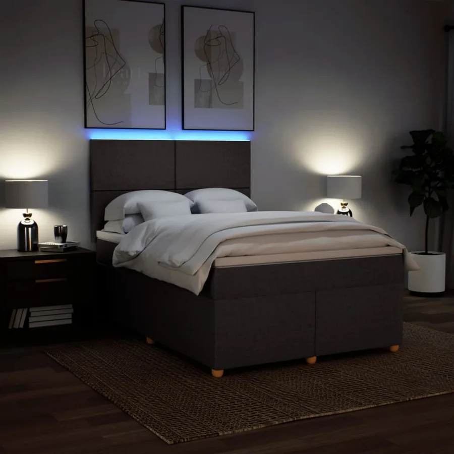 Sommier à lattes de lit avec matelas Marron foncé 140x190 cm - 4