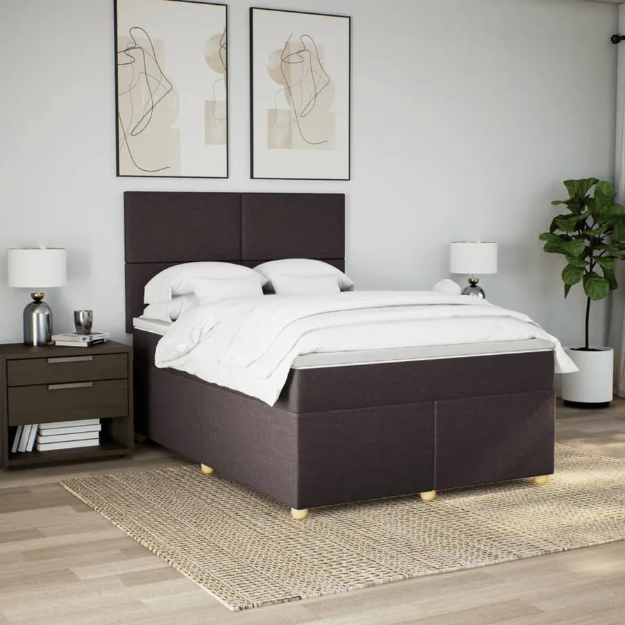 Sommier à lattes de lit avec matelas Marron foncé 140x190 cm - 5