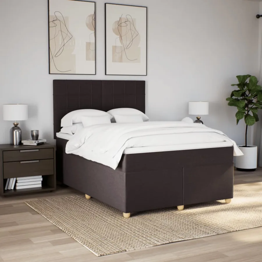 Sommier à lattes de lit avec matelas Marron foncé 140x190 cm - 5