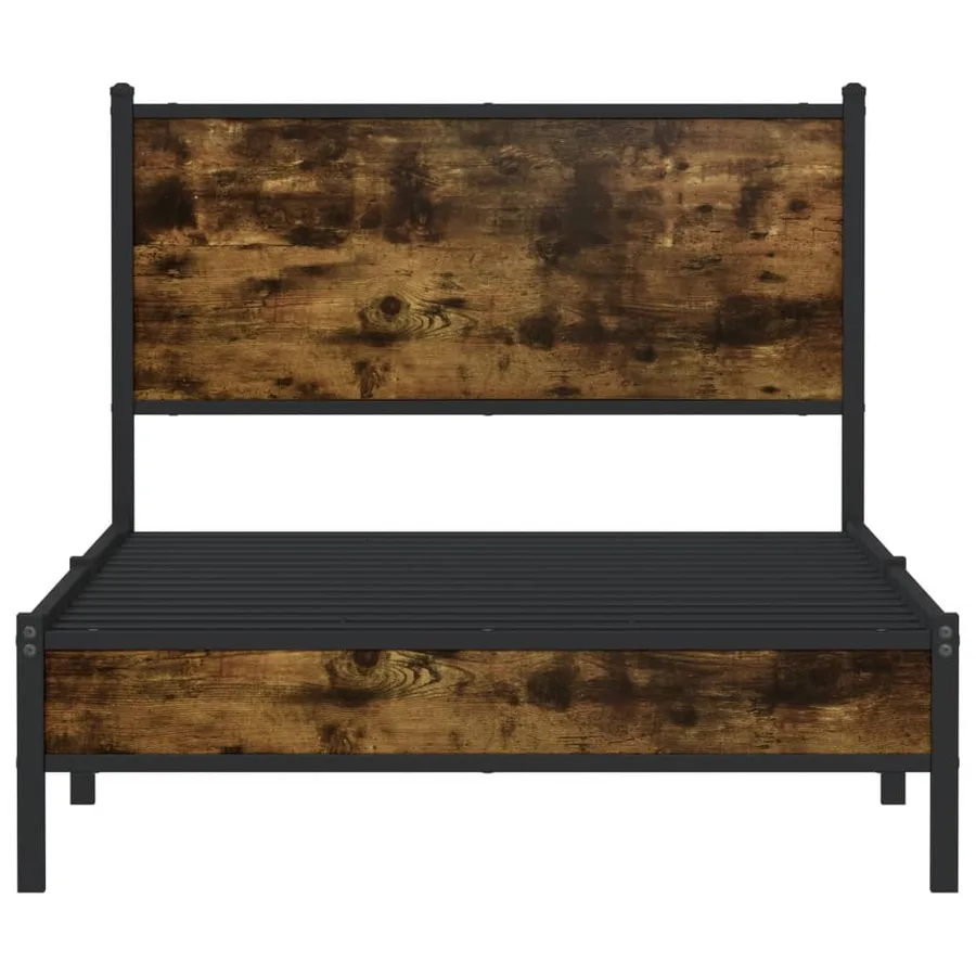 Cadre de lit en métal sans matelas chêne fumé 107x203 cm - 5