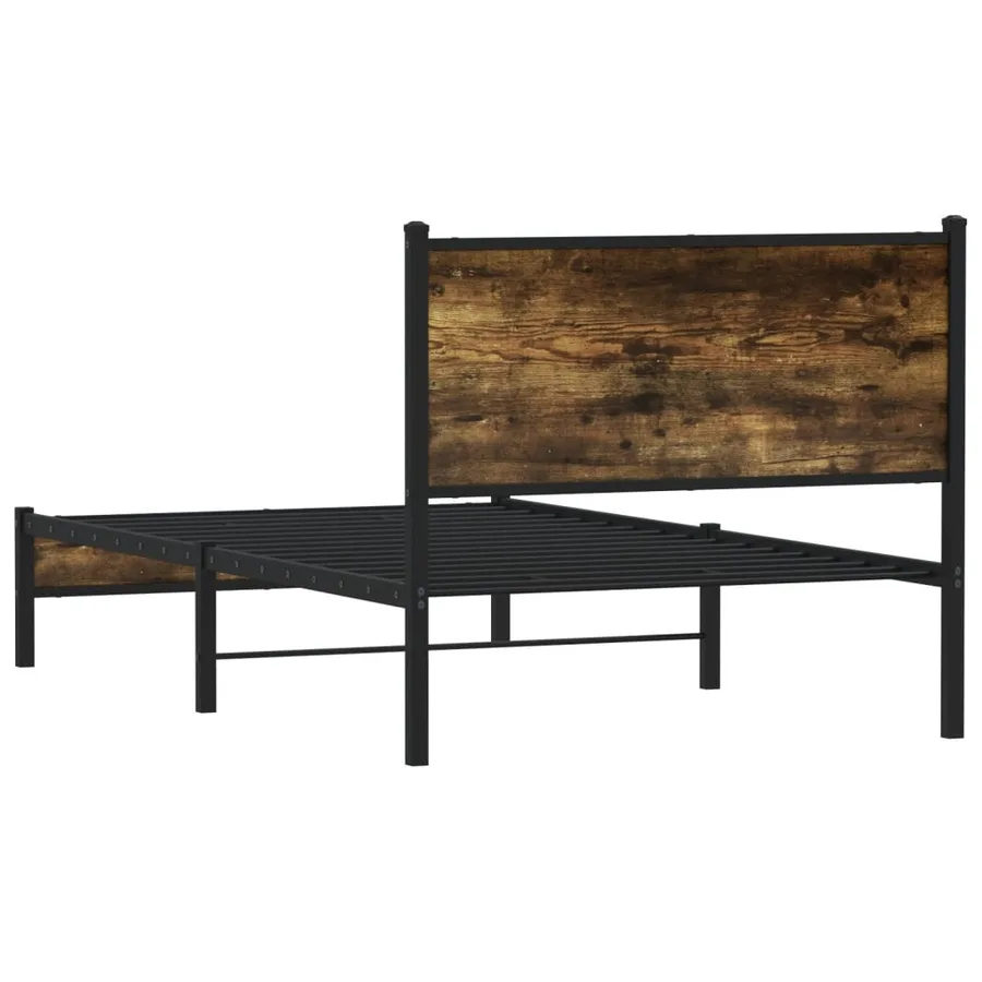 Cadre de lit en métal sans matelas chêne fumé 107x203 cm - 7