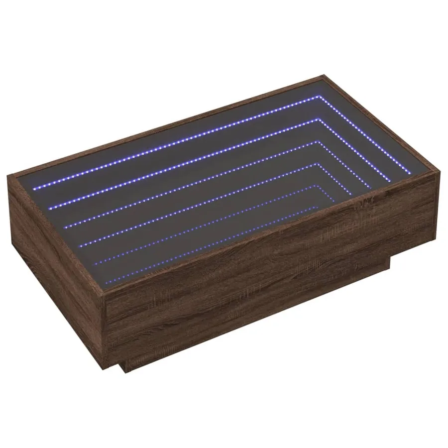 Table basse avec LED chêne marron 90x50x30 cm bois d'ingénierie - 3