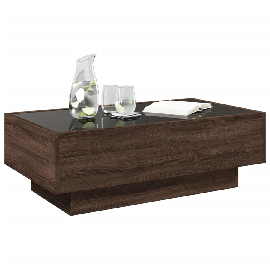 Table basse avec LED chêne marron 90x50x30 cm bois d'ingénierie - 5