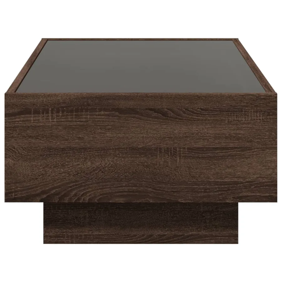 Table basse avec LED chêne marron 90x50x30 cm bois d'ingénierie - 7