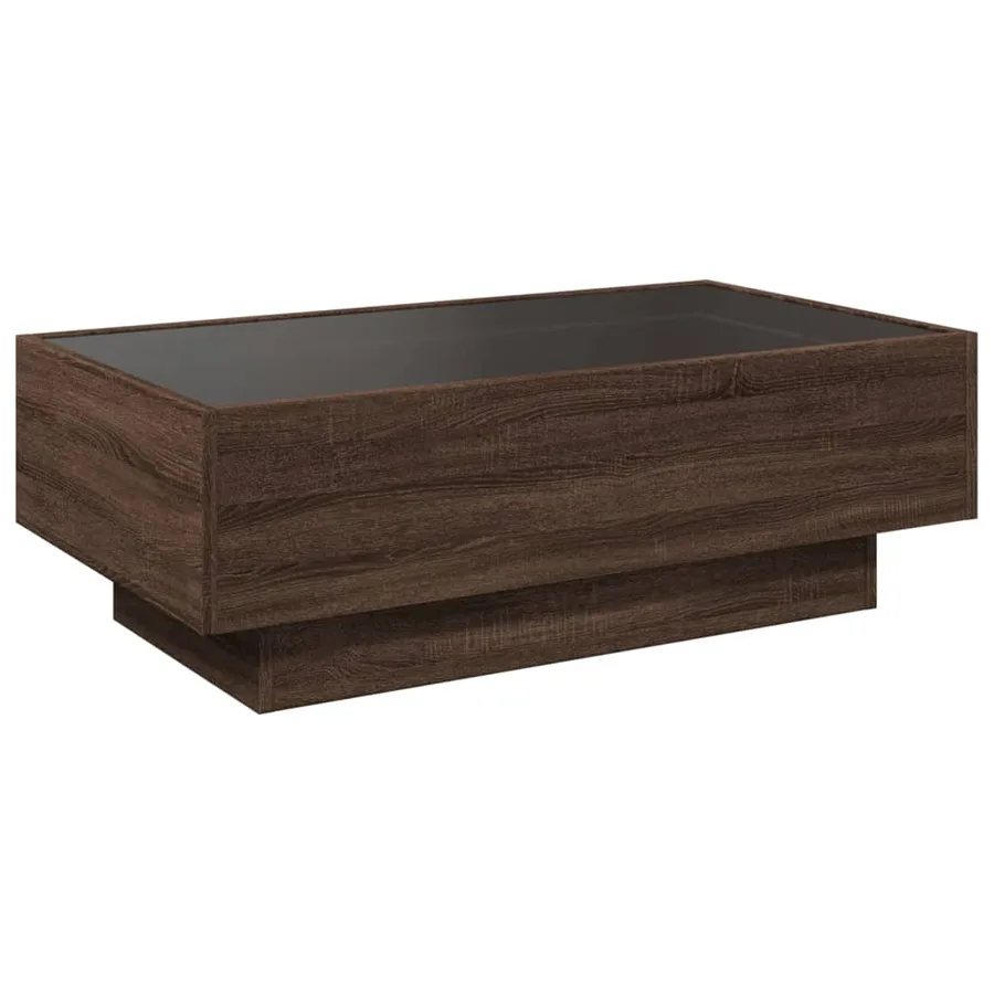 Table basse avec LED chêne marron 90x50x30 cm bois d'ingénierie - 8