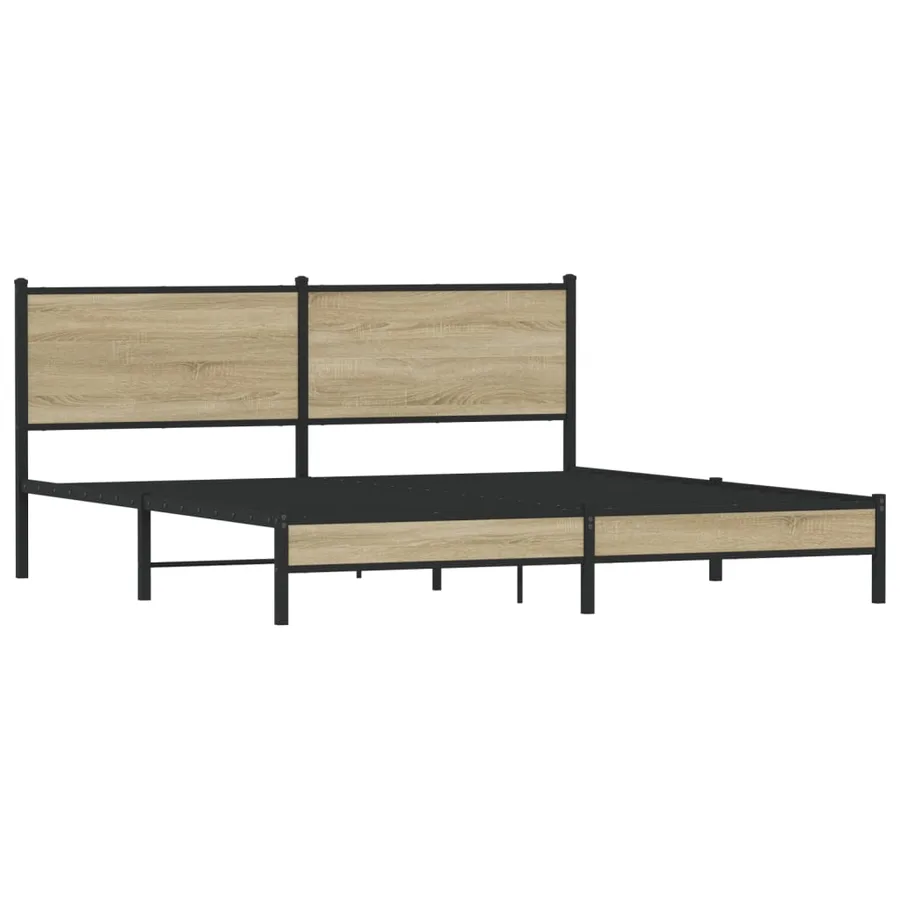 Cadre de lit en métal sans matelas chêne sonoma 160x200 cm - 3