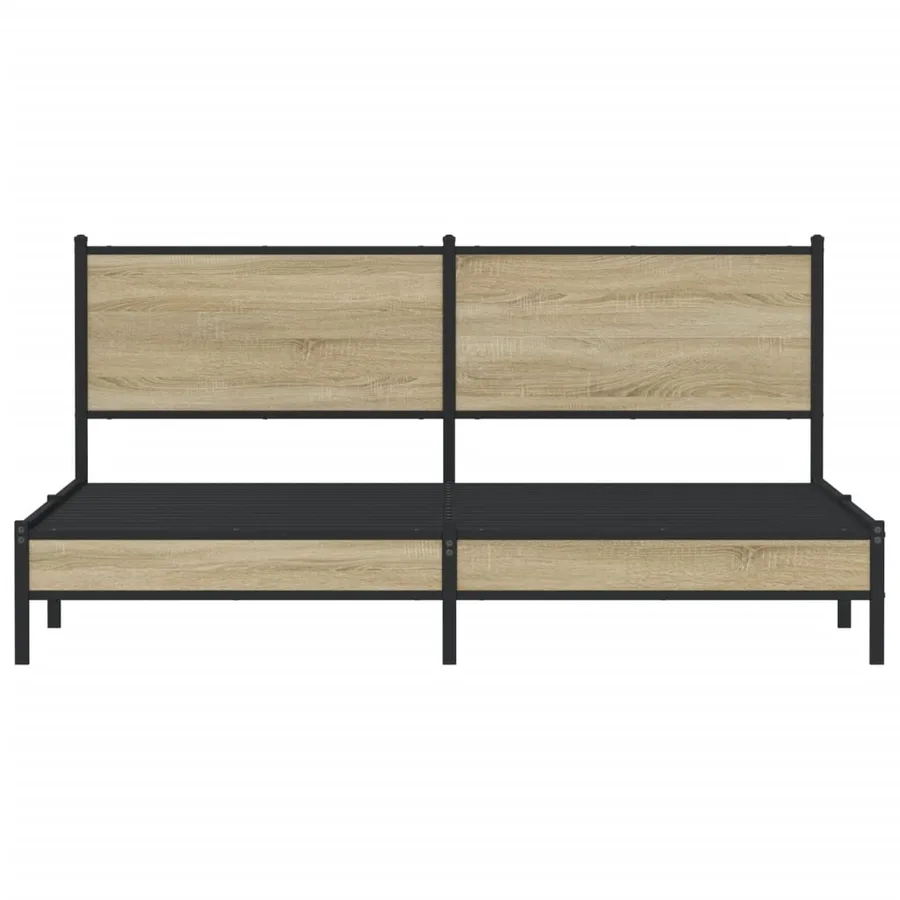 Cadre de lit en métal sans matelas chêne sonoma 160x200 cm - 5