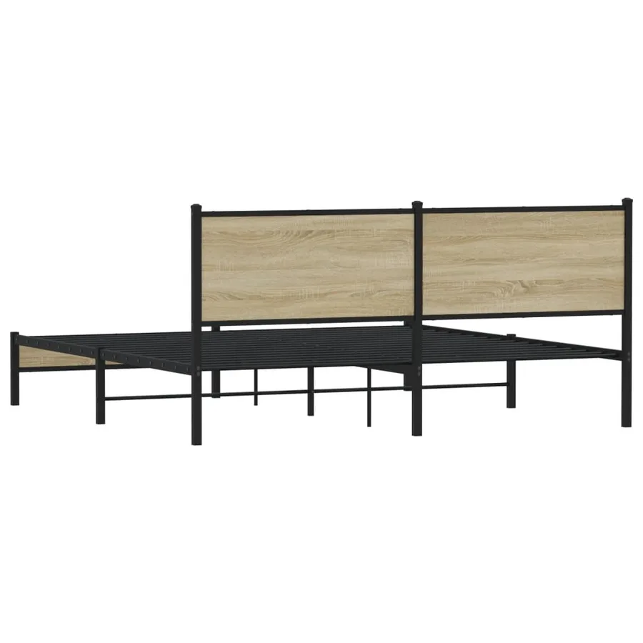 Cadre de lit en métal sans matelas chêne sonoma 160x200 cm - 7