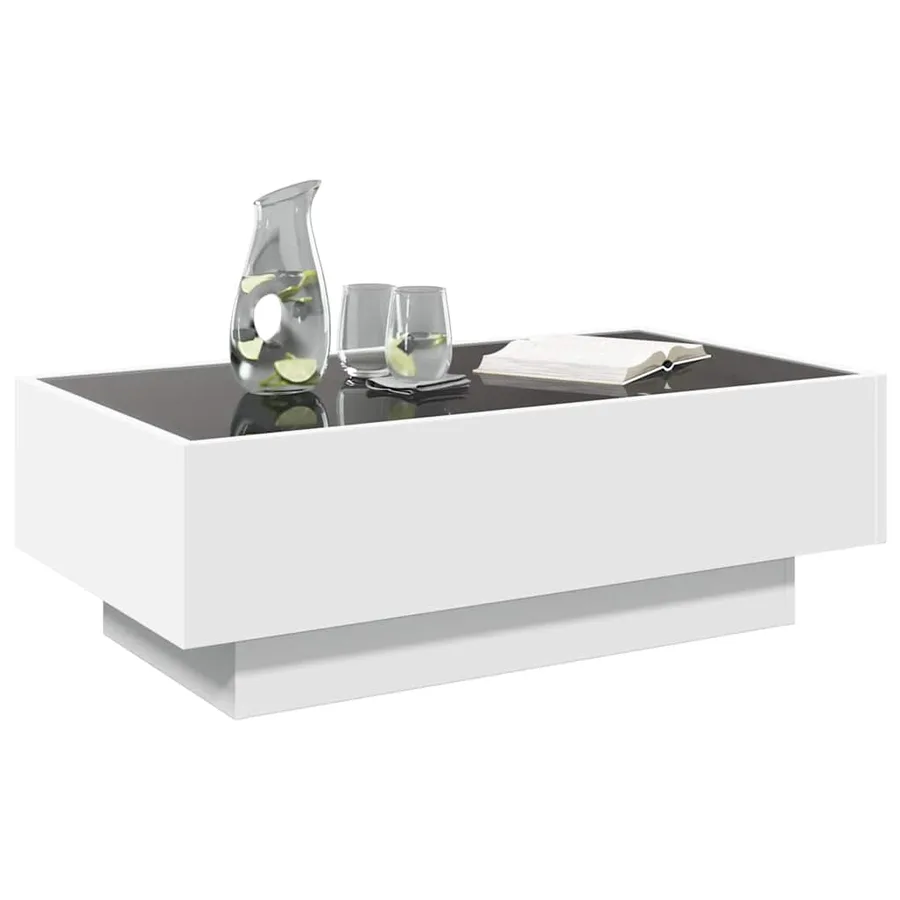 Table basse avec LED blanc 90x50x30 cm bois d'ingénierie - 5
