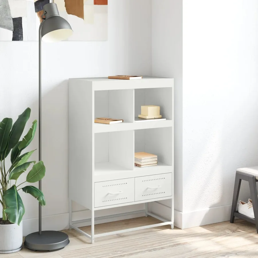 Buffet haut blanc 68x39x111,5 cm acier - 3