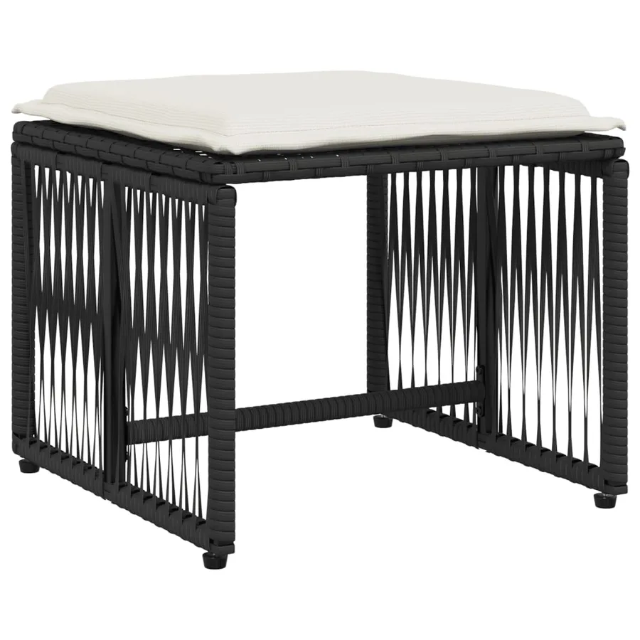Ensemble à manger de jardin coussins 7 pcs noir résine tressée - 4