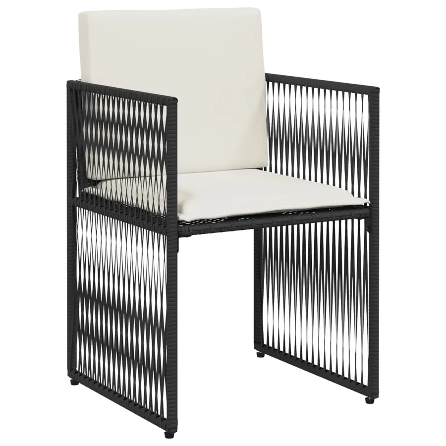 Ensemble à manger de jardin coussins 7 pcs noir résine tressée - 5