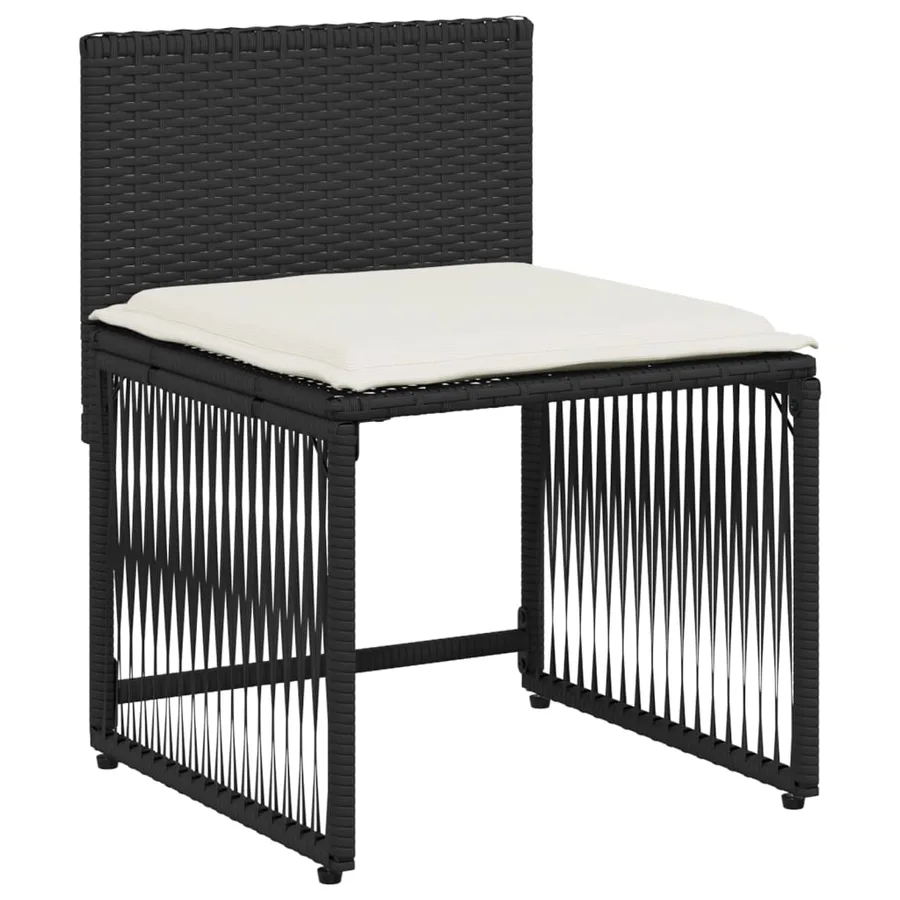 Ensemble à manger de jardin coussins 7 pcs noir résine tressée - 6