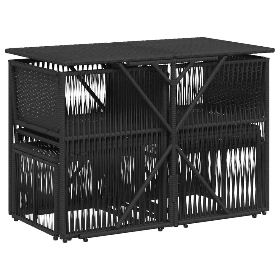 Ensemble à manger de jardin coussins 7 pcs noir résine tressée - 7