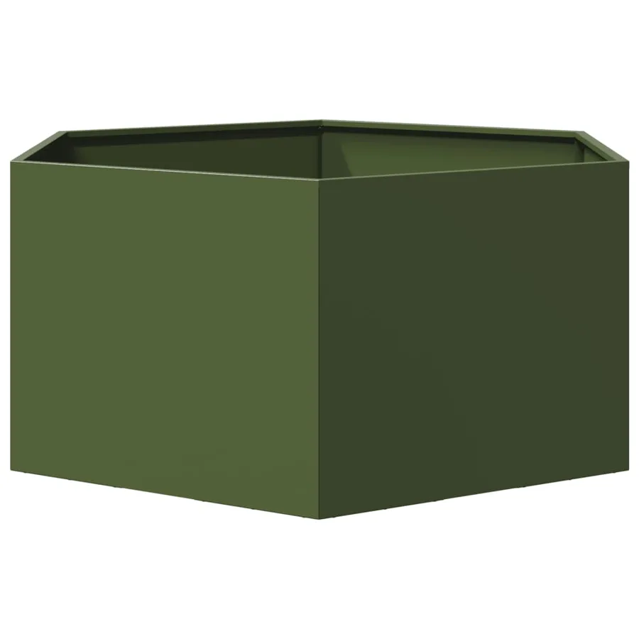 Jardinière vert olive hexagone 104x90x45 cm acier - 4