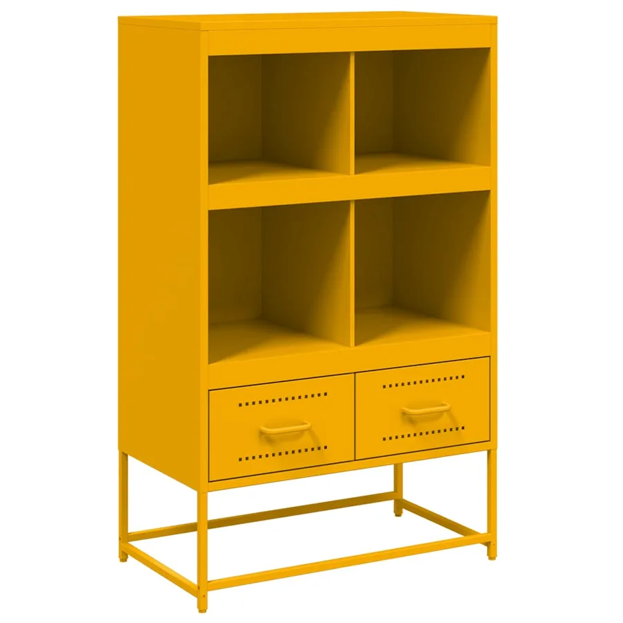 Buffet haut jaune moutarde 68x39x111,5 cm acier - 2