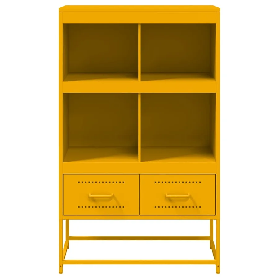 Buffet haut jaune moutarde 68x39x111,5 cm acier - 4