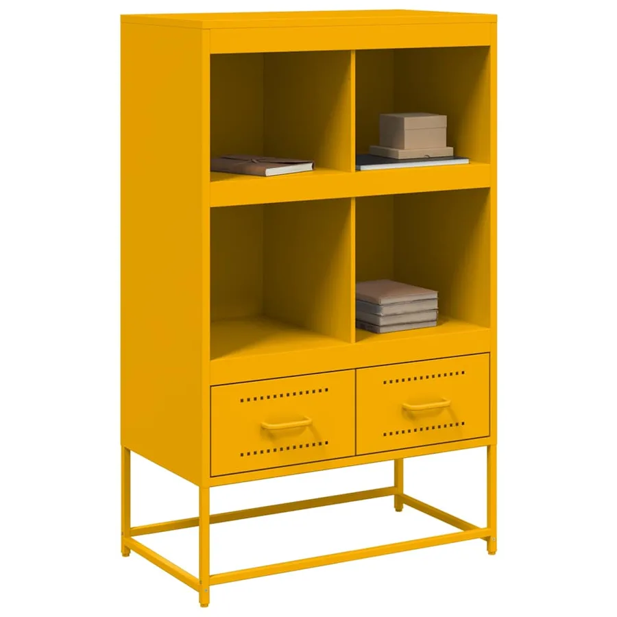Buffet haut jaune moutarde 68x39x111,5 cm acier - 7
