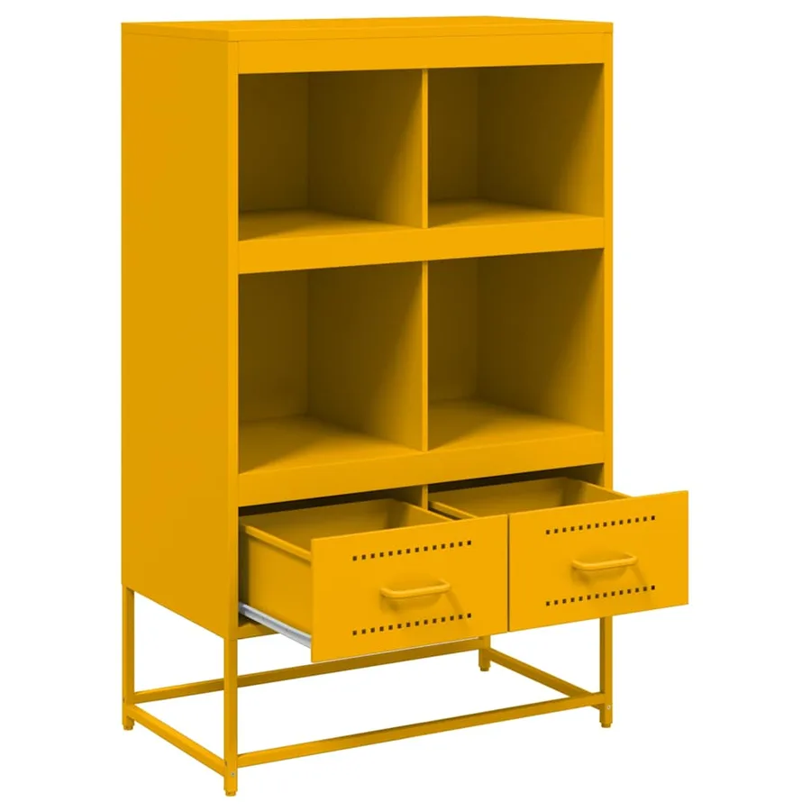 Buffet haut jaune moutarde 68x39x111,5 cm acier - 8