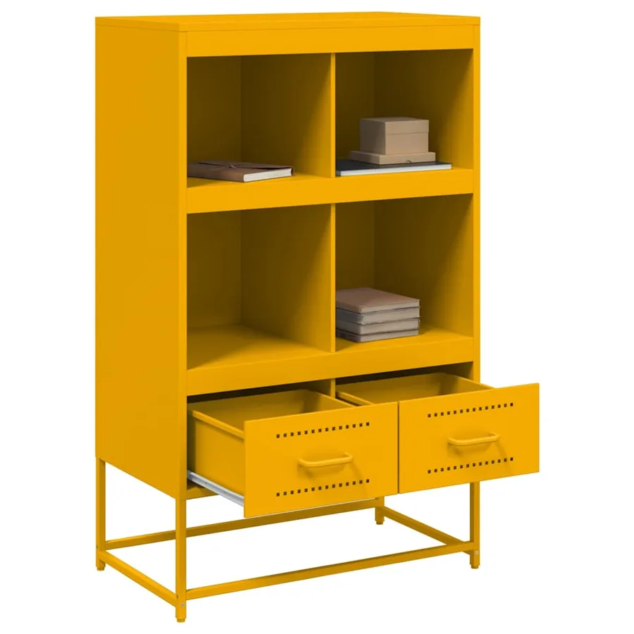 Buffet haut jaune moutarde 68x39x111,5 cm acier - 9