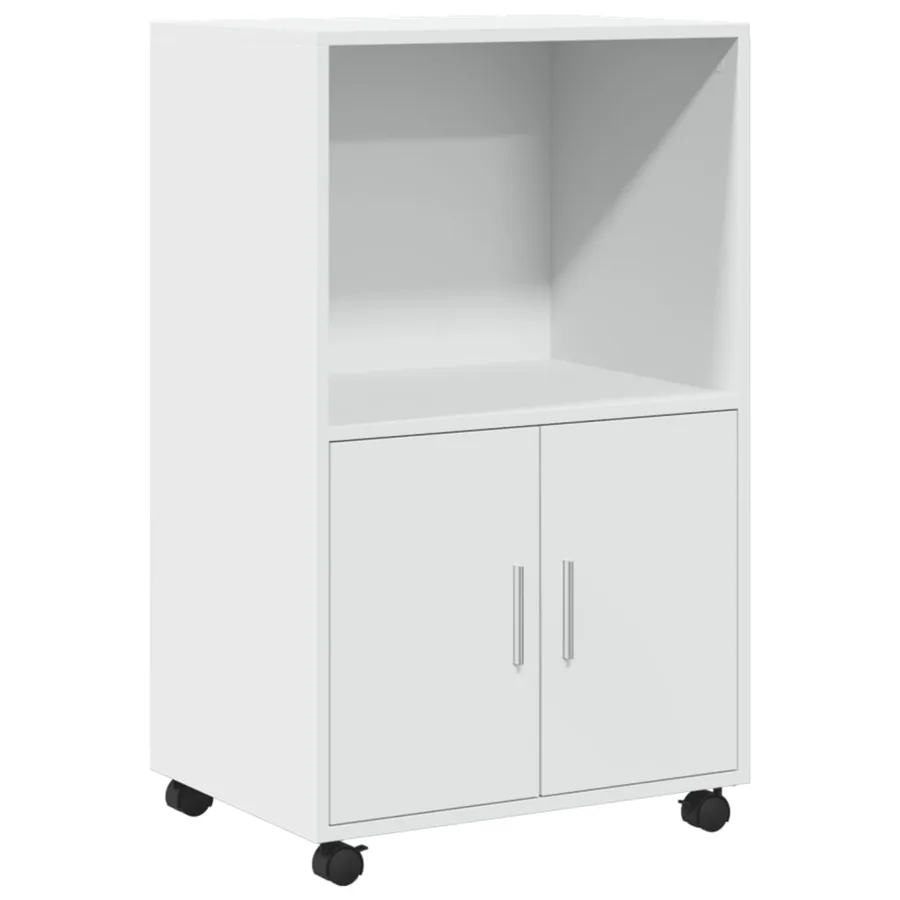 Armoire à roulettes blanc 55x40x91 cm bois d’ingénierie - 2