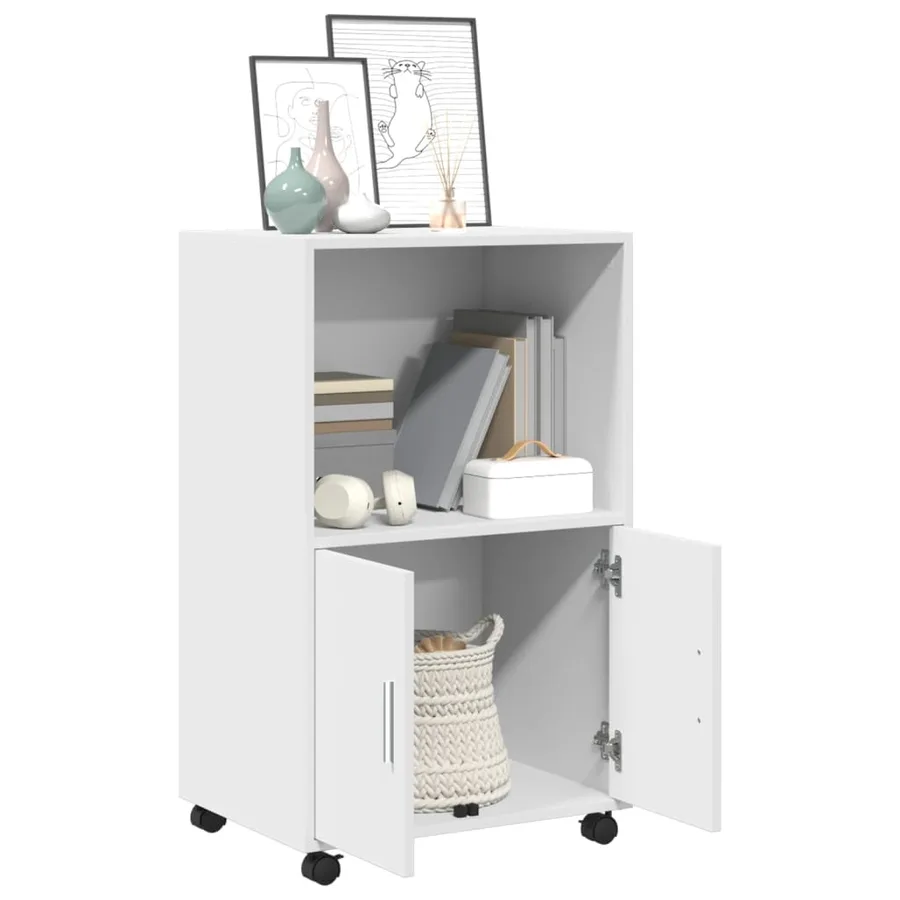 Armoire à roulettes blanc 55x40x91 cm bois d’ingénierie - 3