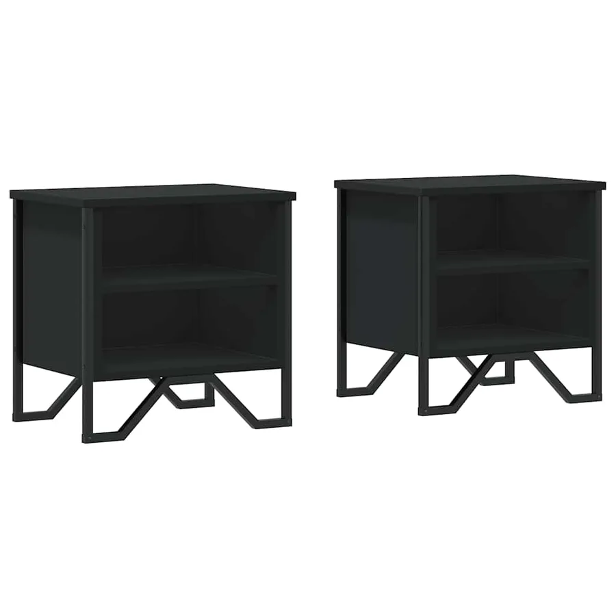 Tables de chevet 2 pcs noir 40x30x40 cm bois d'ingénierie - 2