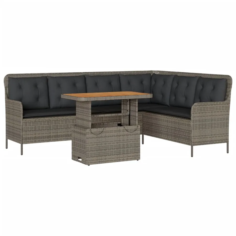 Salon de jardin 2 pcs avec coussins Gris Résine tressée - 2