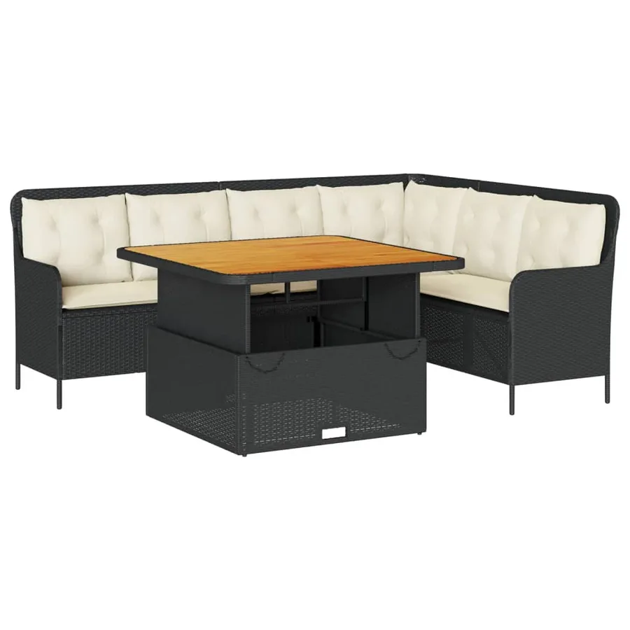 Canapés de jardin 2 pcs avec coussins Noir Résine tressée - 2