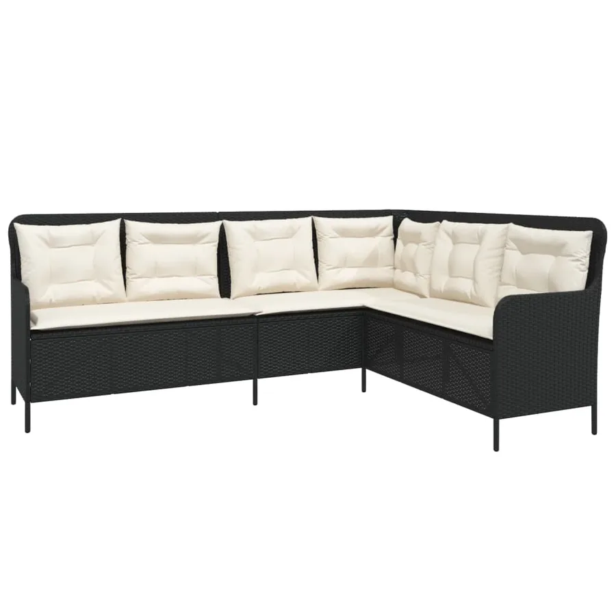 Canapés de jardin 2 pcs avec coussins Noir Résine tressée - 3