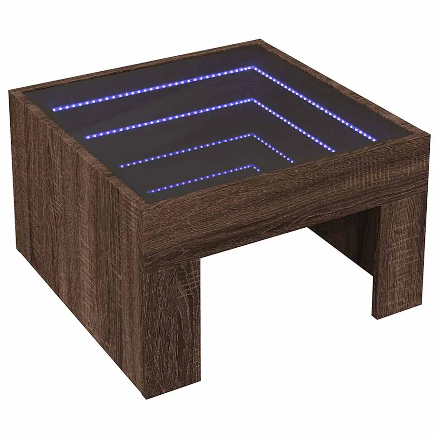 Table basse avec LED infini chêne marron 50x50x30 cm - 3