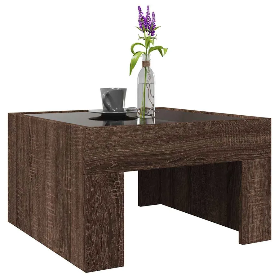 Table basse avec LED infini chêne marron 50x50x30 cm - 5
