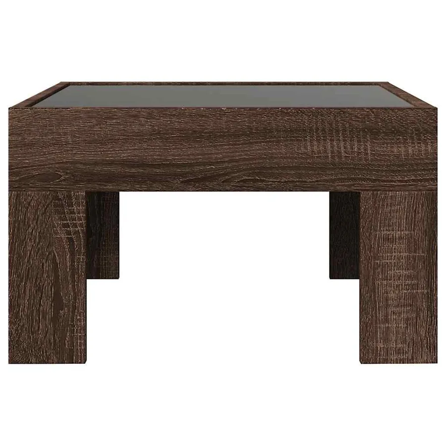 Table basse avec LED infini chêne marron 50x50x30 cm - 6