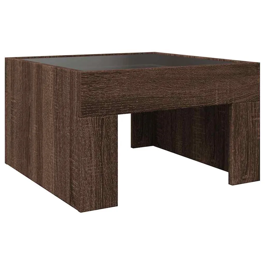 Table basse avec LED infini chêne marron 50x50x30 cm - 8