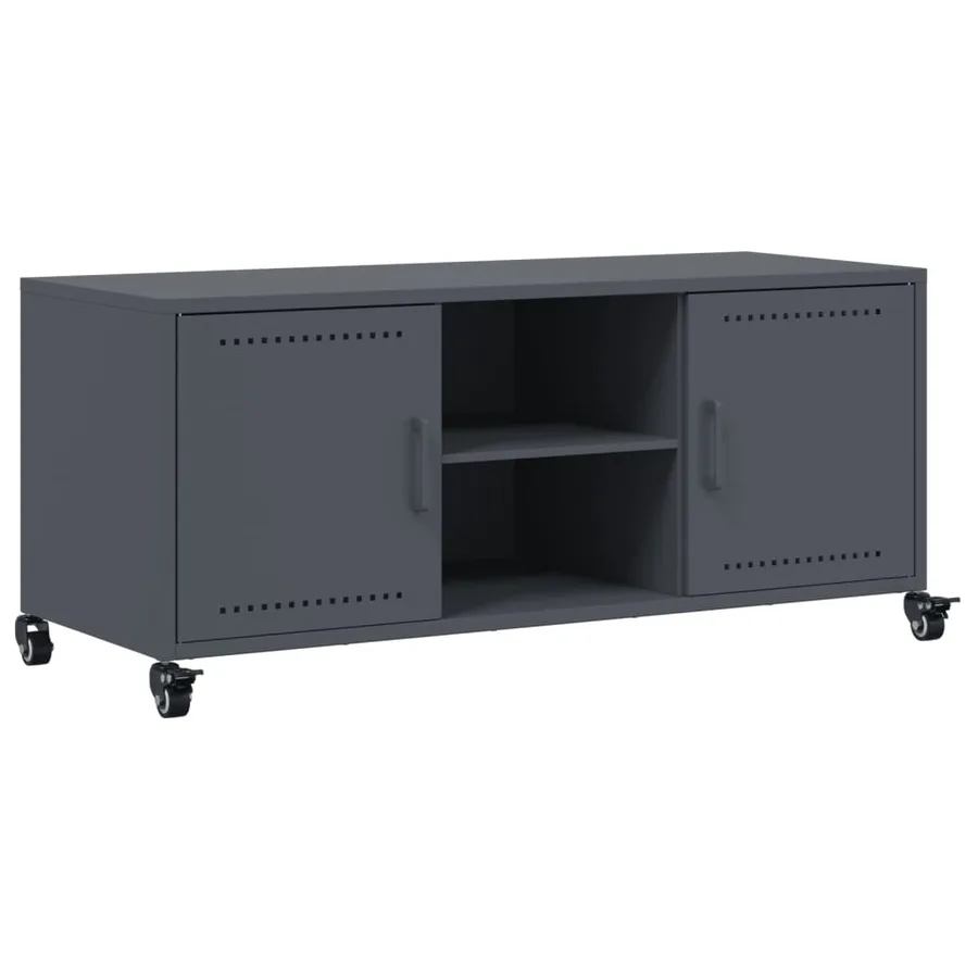 Meuble TV anthracite 100,5x39x43,5 cm acier - 2