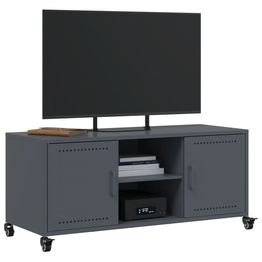 Meuble TV anthracite 100,5x39x43,5 cm acier - 4
