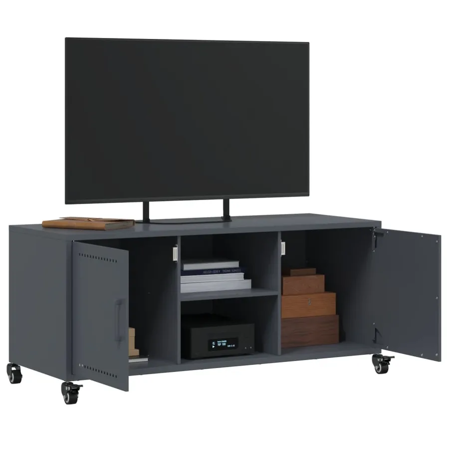 Meuble TV anthracite 100,5x39x43,5 cm acier - 5