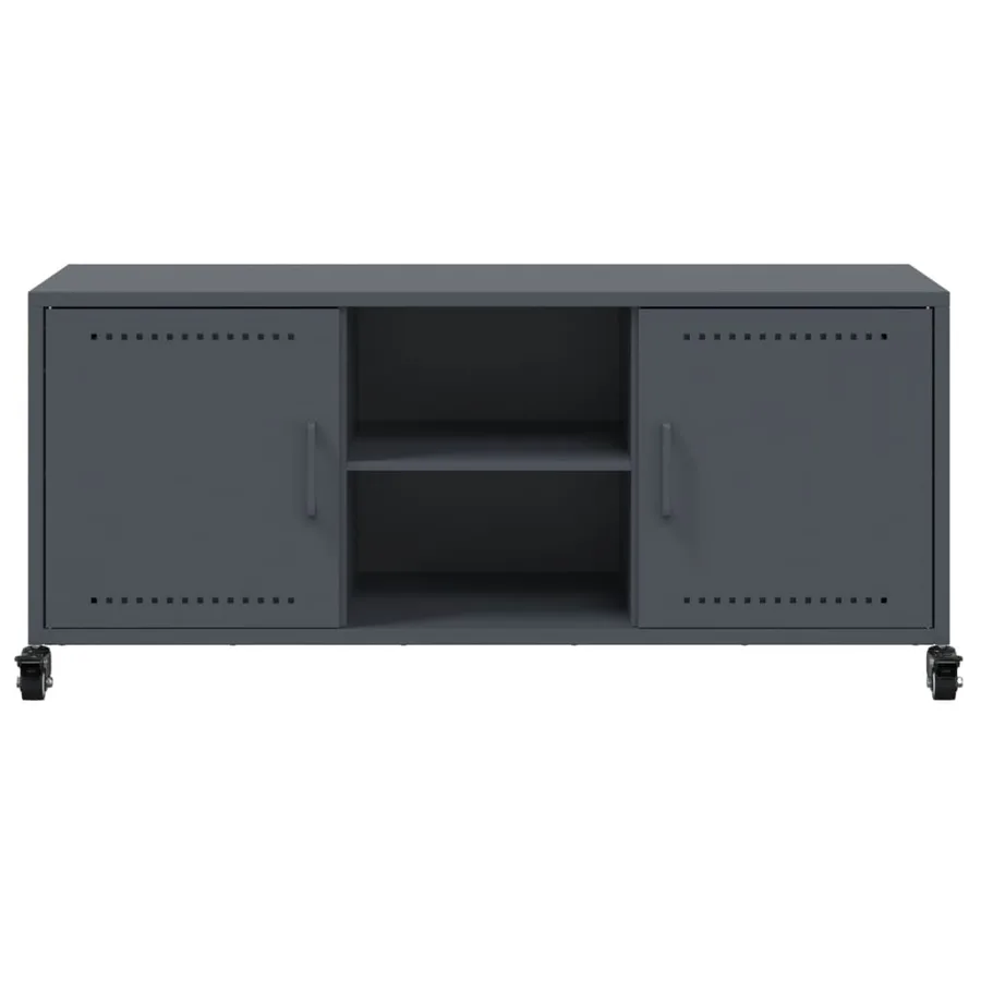 Meuble TV anthracite 100,5x39x43,5 cm acier - 6