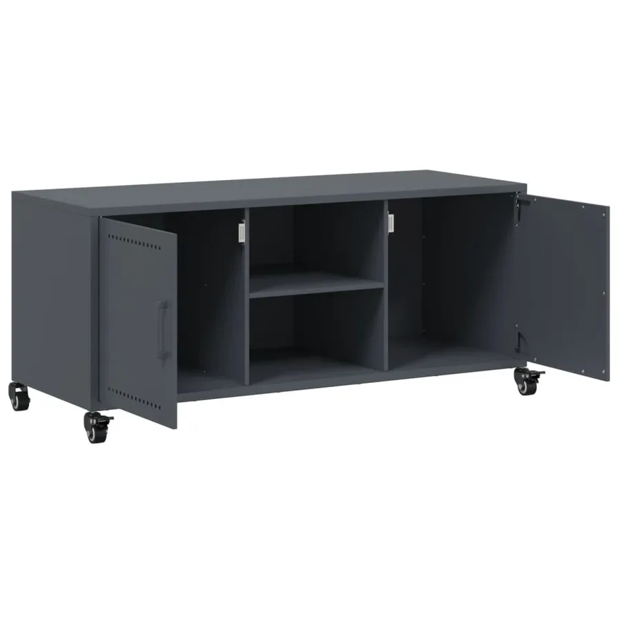 Meuble TV anthracite 100,5x39x43,5 cm acier - 9