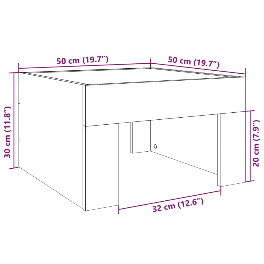 Table basse avec LED infini noir 50x50x30 cm - 13