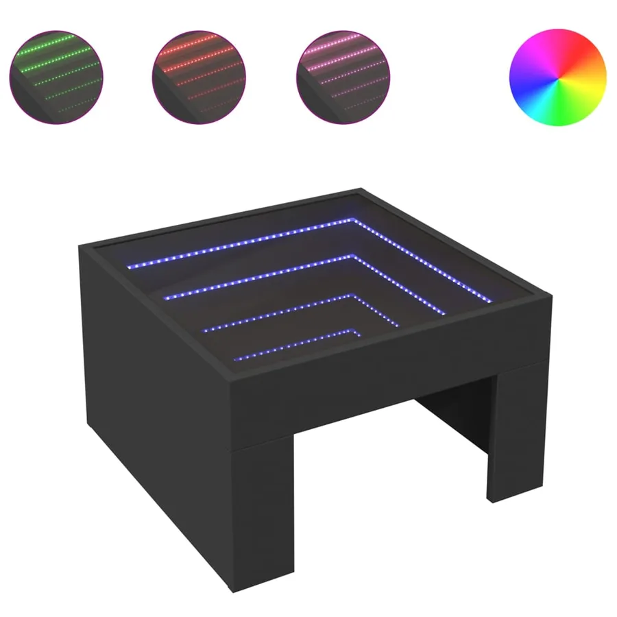 Table basse avec LED infini noir 50x50x30 cm - 2