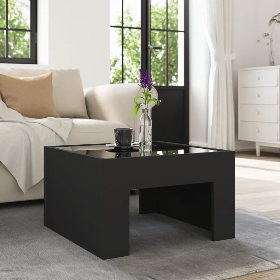 Table basse avec LED infini noir 50x50x30 cm - 4