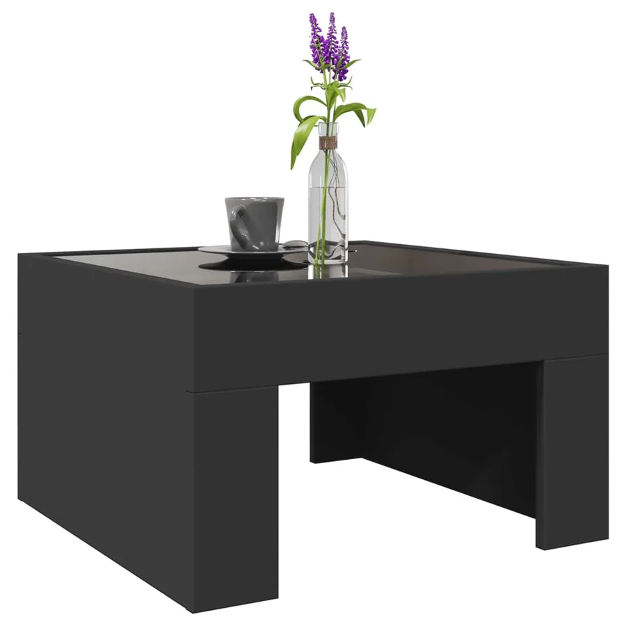 Table basse avec LED infini noir 50x50x30 cm - 5