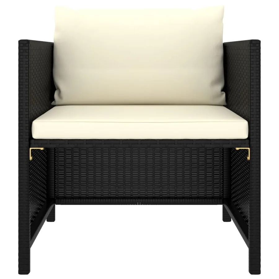 Salon de jardin 7 pcs avec coussins Résine tressée Noir - 18