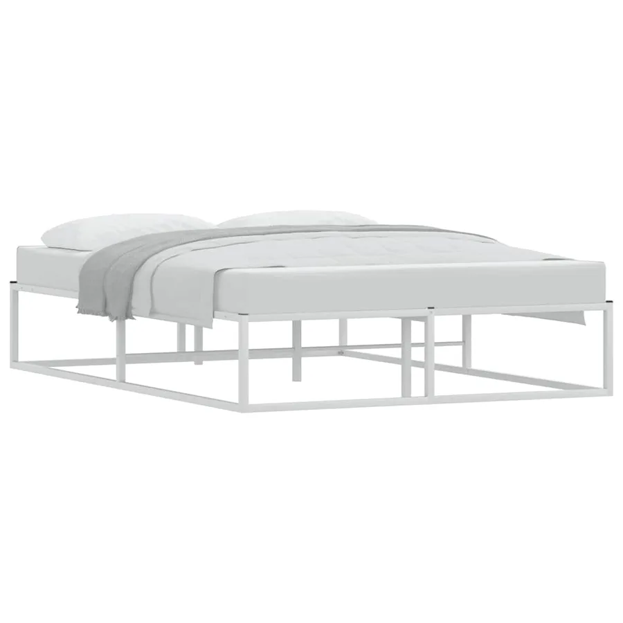 Cadre de lit sans matelas blanc 140x200 cm métal - 2