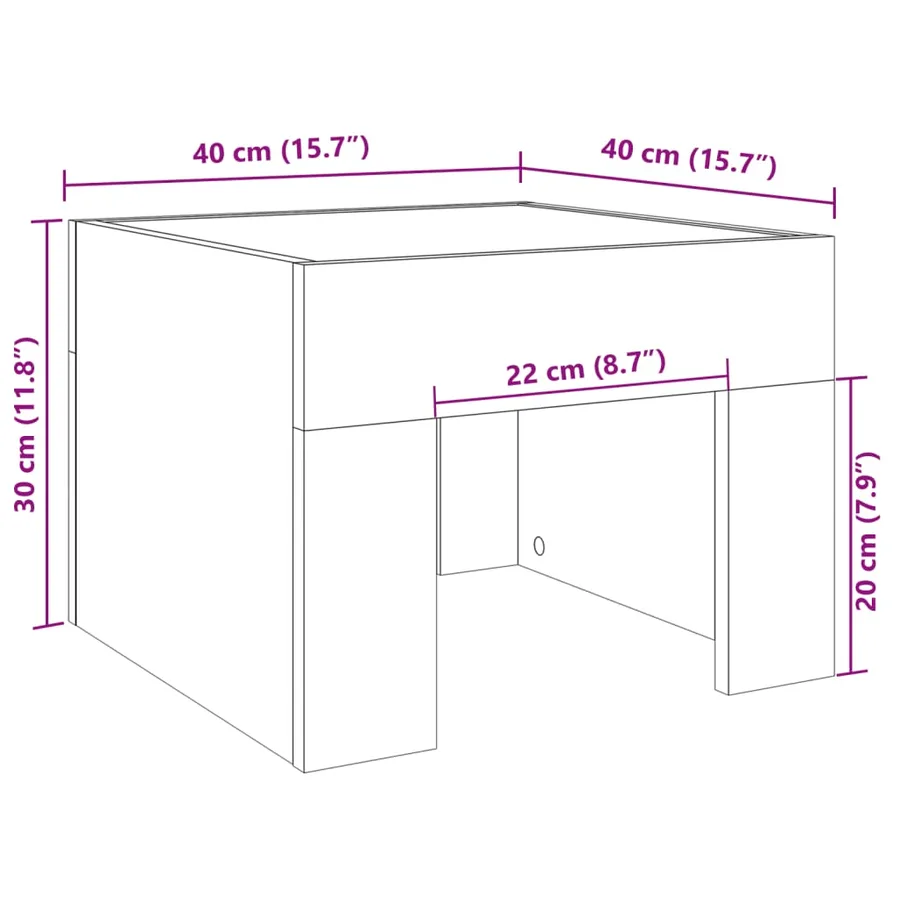 Table de chevet avec LED infini chêne sonoma 40x40x30 cm - 11